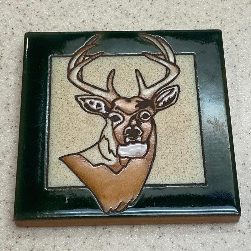 Forest Animals Wildlife Ceramic Tile Coasters Wolf Bald Eagle Deer Lot of 3