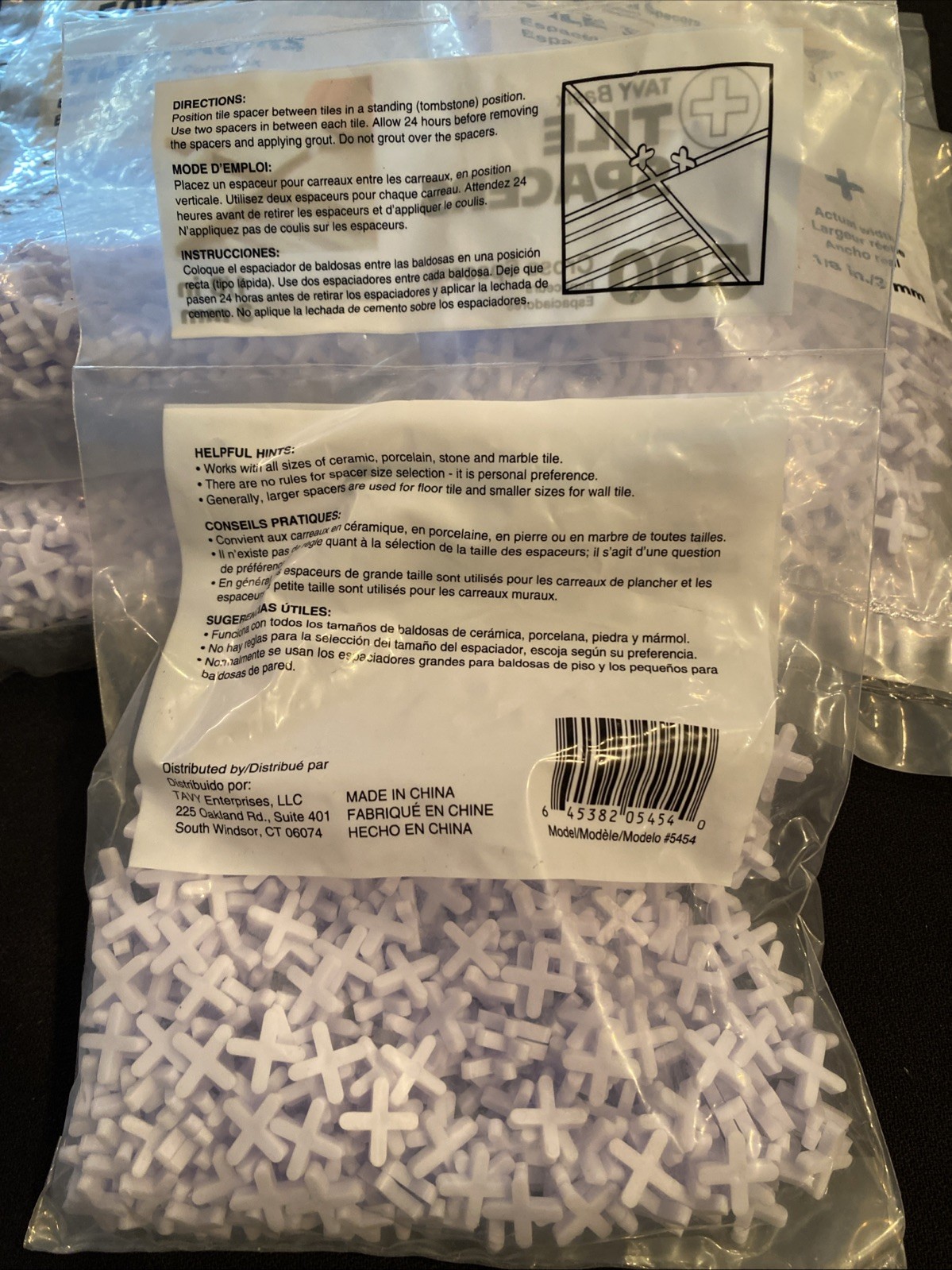 Tavy Basix Cross Tile Spacers 1/8″ 500/ package – Lot of 7 packages