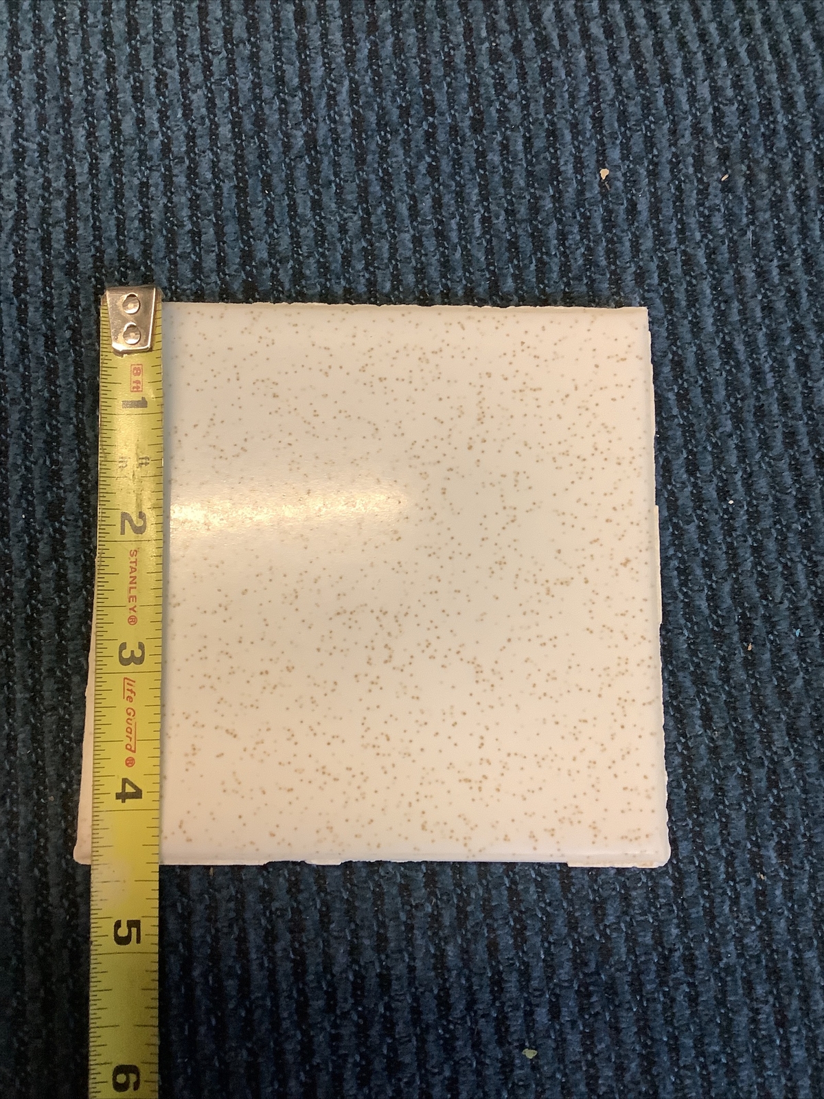 1 ea Ceramic Florida Tile 4 3/8” White Gold Speckle Reclaimed Glossy (stsh)