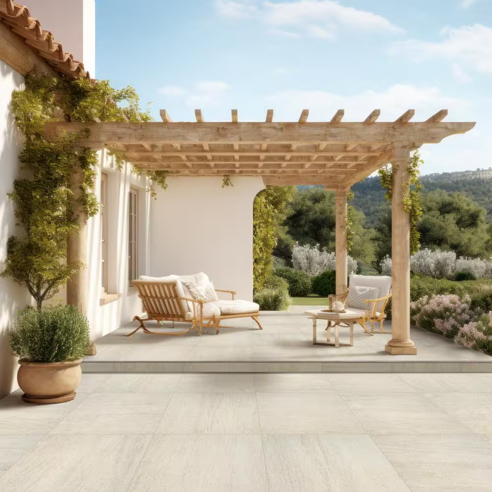 Living Style Beige 2 Cm. X 24 In. X 24 In. Matte Porcelain Stone Look Paver (8 S