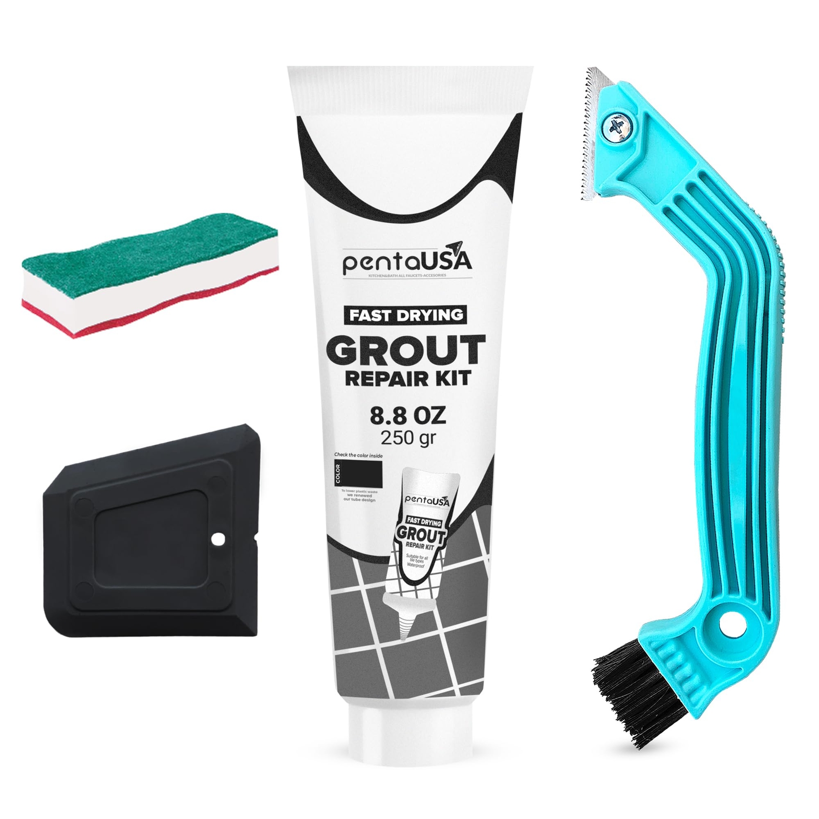 PentaUSA Grout – Tile Grout Repair Kit with Grout Removal Tool Premix Grout B…