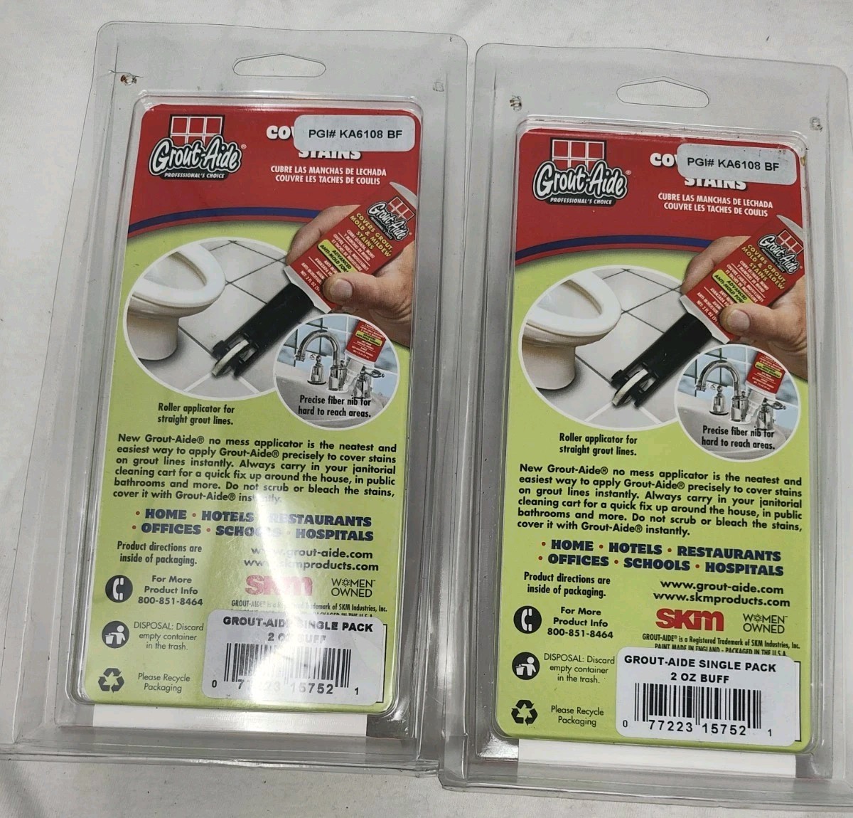 Grout-Aide 2 oz Bottle Fiber Nib & Wheel Applicator Buff Lot Of 2 New