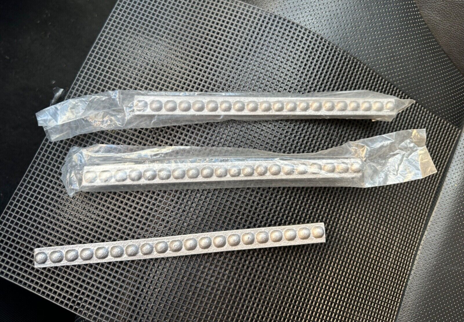 8″ x 1/2″ SILVER tone, metal (+ resin?,) 25x BORDER, long, thin TILES-ACCENT
