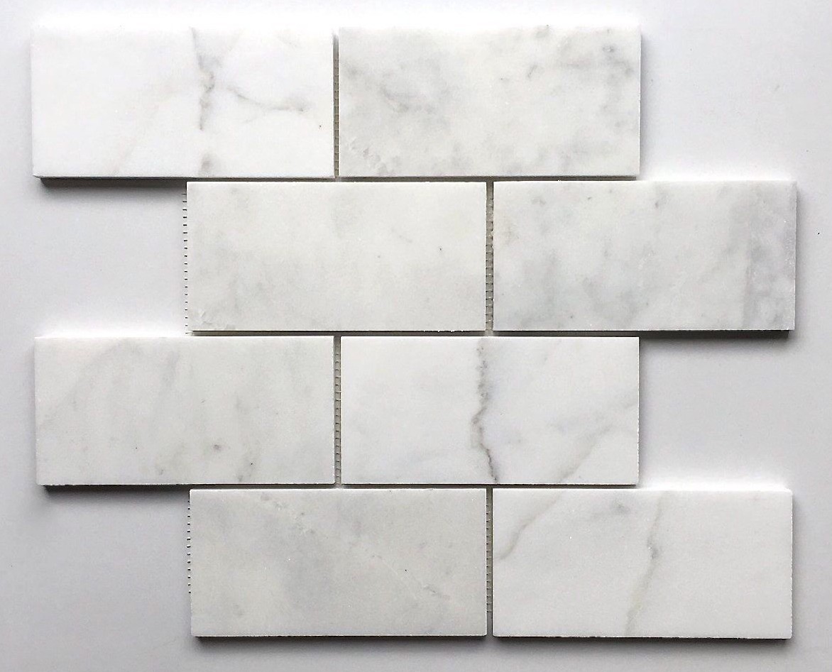 White Carrara 3×6 Polished Marble Tile Backsplash Wall Floor Kitchen Bath