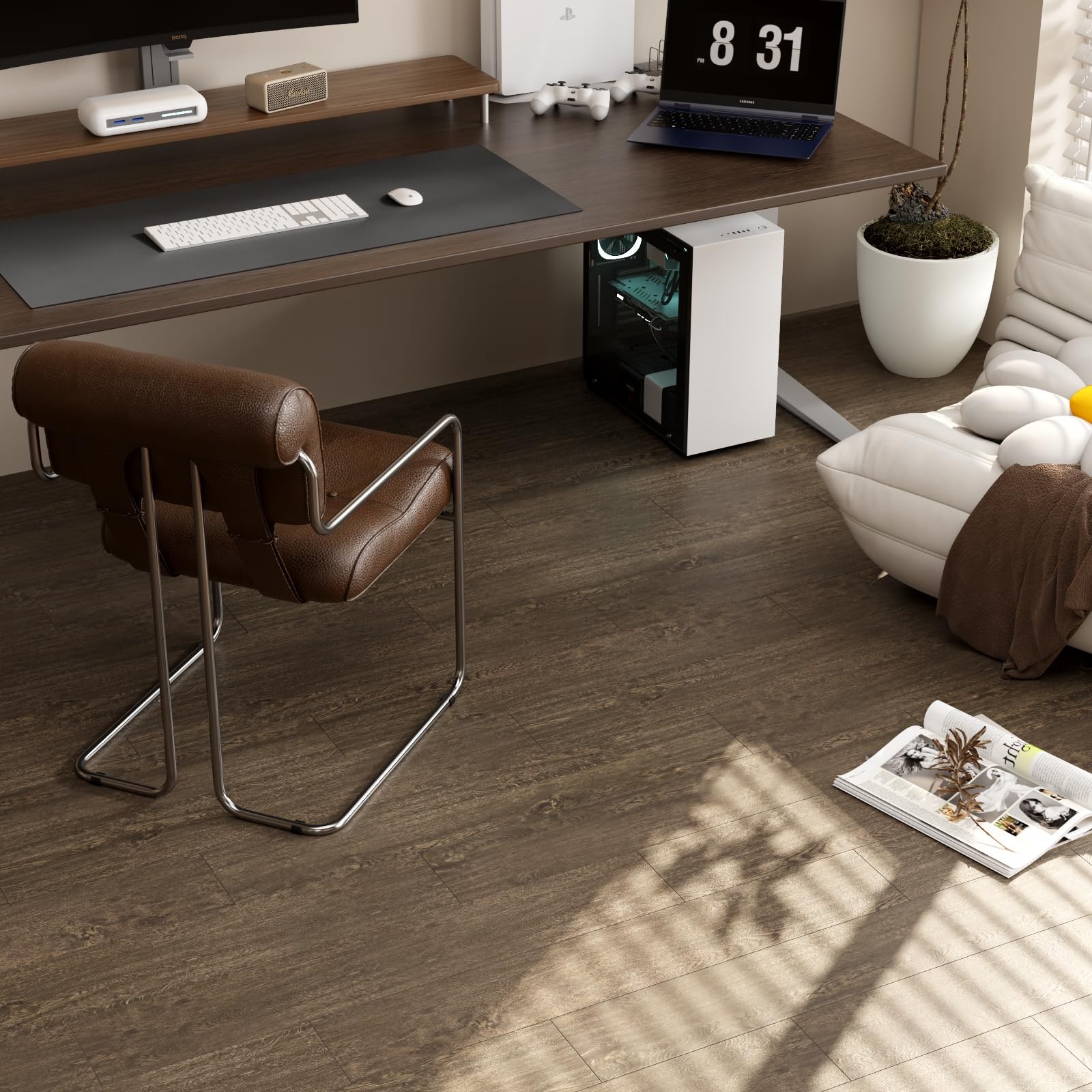 54 Sq.Ft. Peel and Stick Vinyl Floor Tiles 36″ x 6″ Wood Look Planks, 36 Pack…