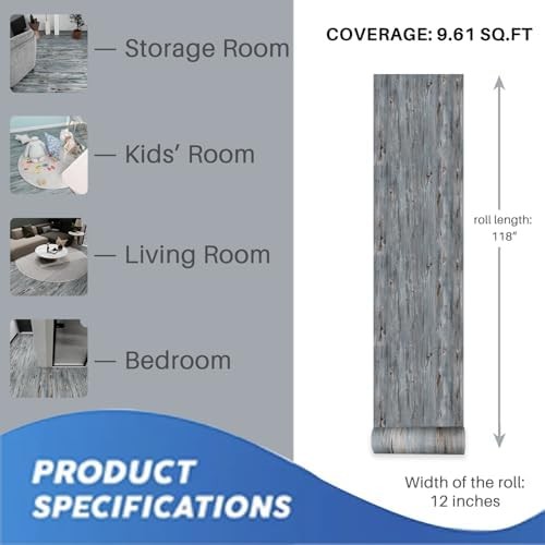 Peel and Stick Vinyl Flooring – 11.8″ X 118″ Nature-Inspired Colors Flooring, Re