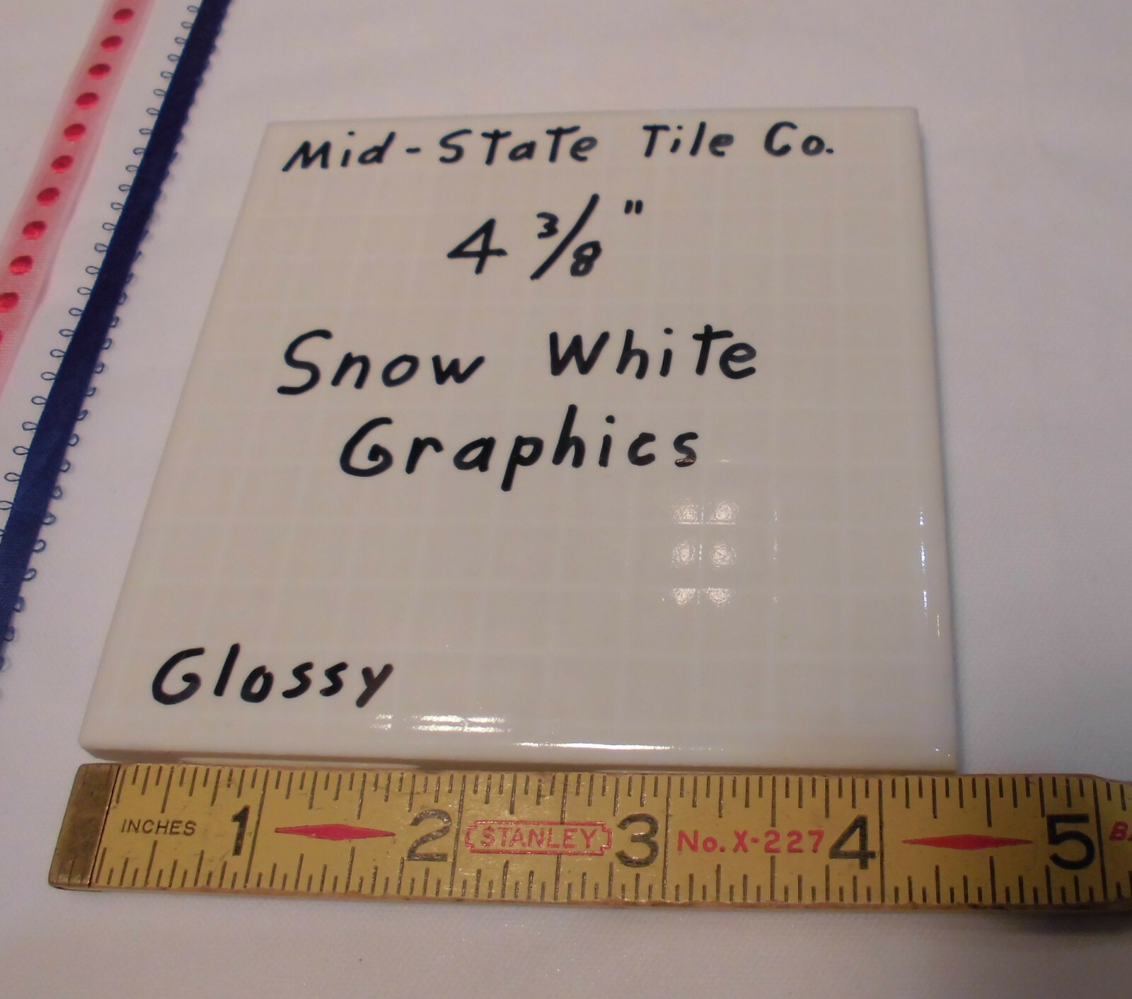 1 pc. *Snow White Graphics* 4-3/8″ Glossy Ceramic Tile by Mid-State: graft paper