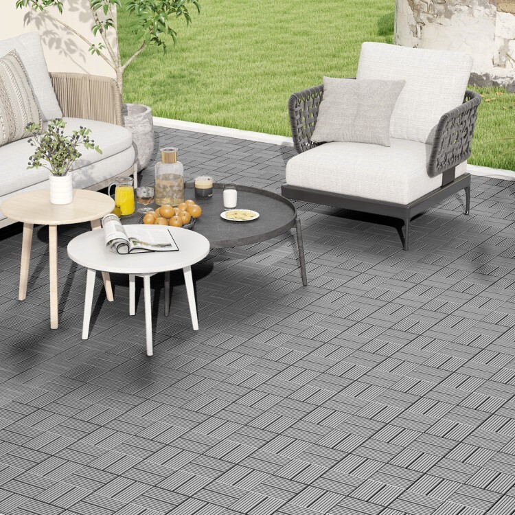 18PCS Interlocking Waterproof Patio Outdoor Garden Flooring Decking Tiles 12×12″