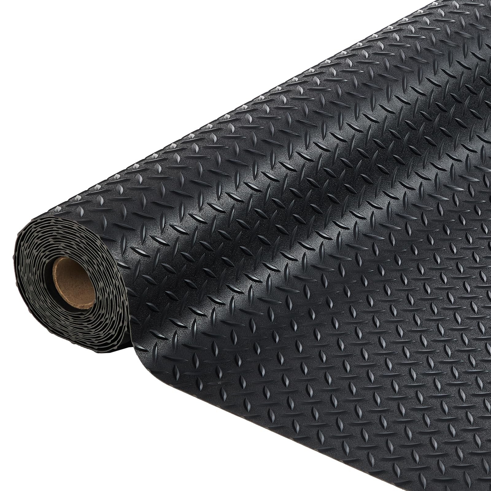 16 – 25 FT Garage Floor Mat,Non-Slip,Diamond Plate Flooring Roll PVC Rubber Mat
