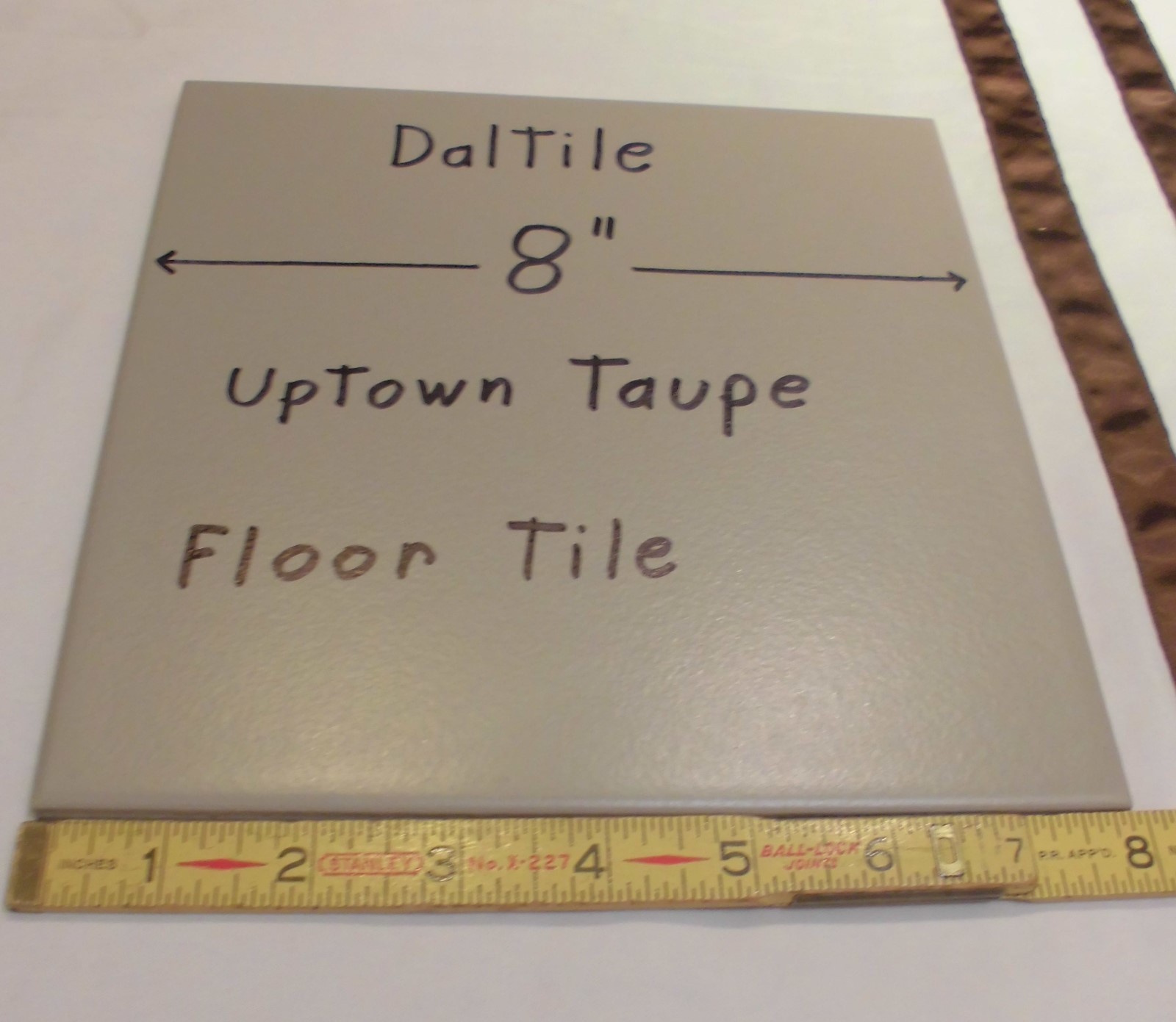 1 pc. *Gray – Taupe* Daltile Ceramic Floor Tile 8″ X 8″ actual size 7-13/16″
