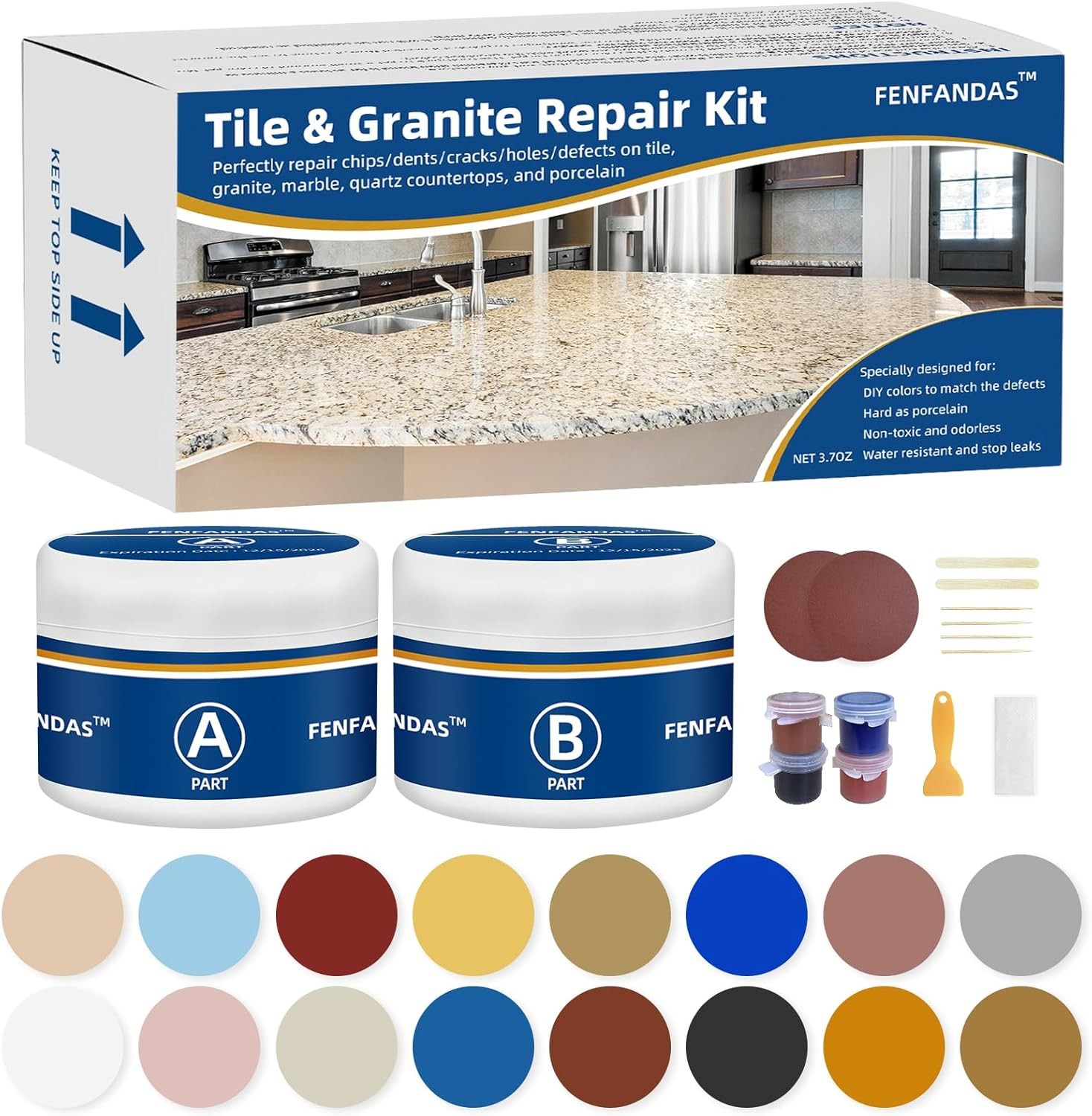 Tile and Granite Repair Kit, Marble Porcelain Stone and Quartz Countertops Repai