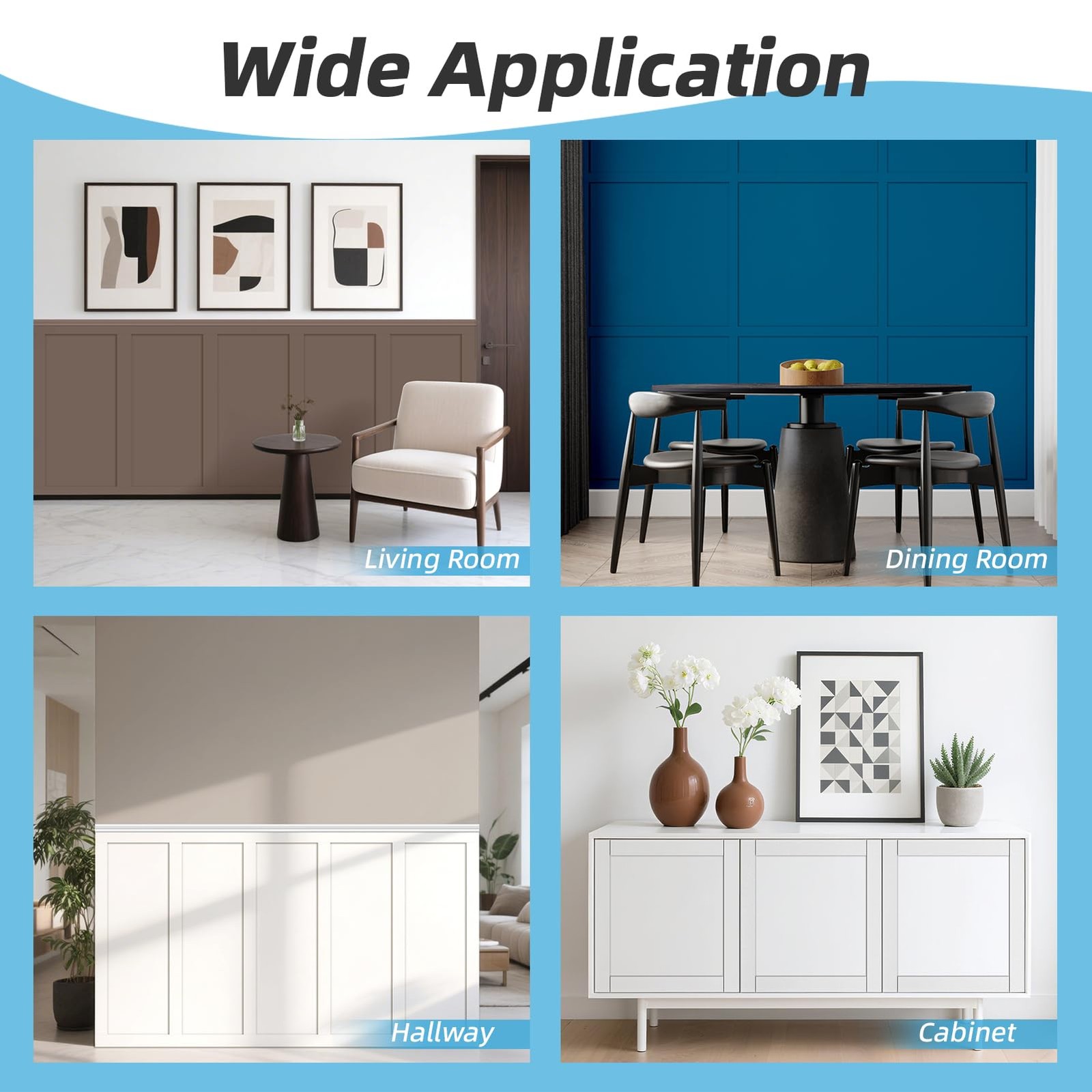 Premade Board and Batten Paintable Wainscoting Kit, MDF Accent Wall Panel for Ki