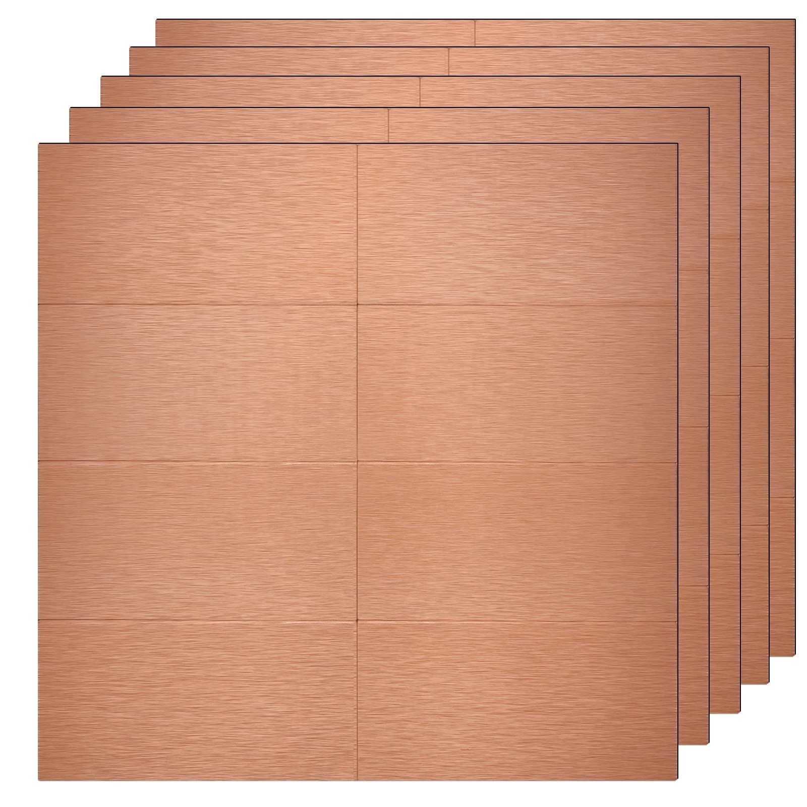 Aluminum Peel and Stick Backsplash Tile Panels – 3″x6″ Brushed Copper Kitchen…