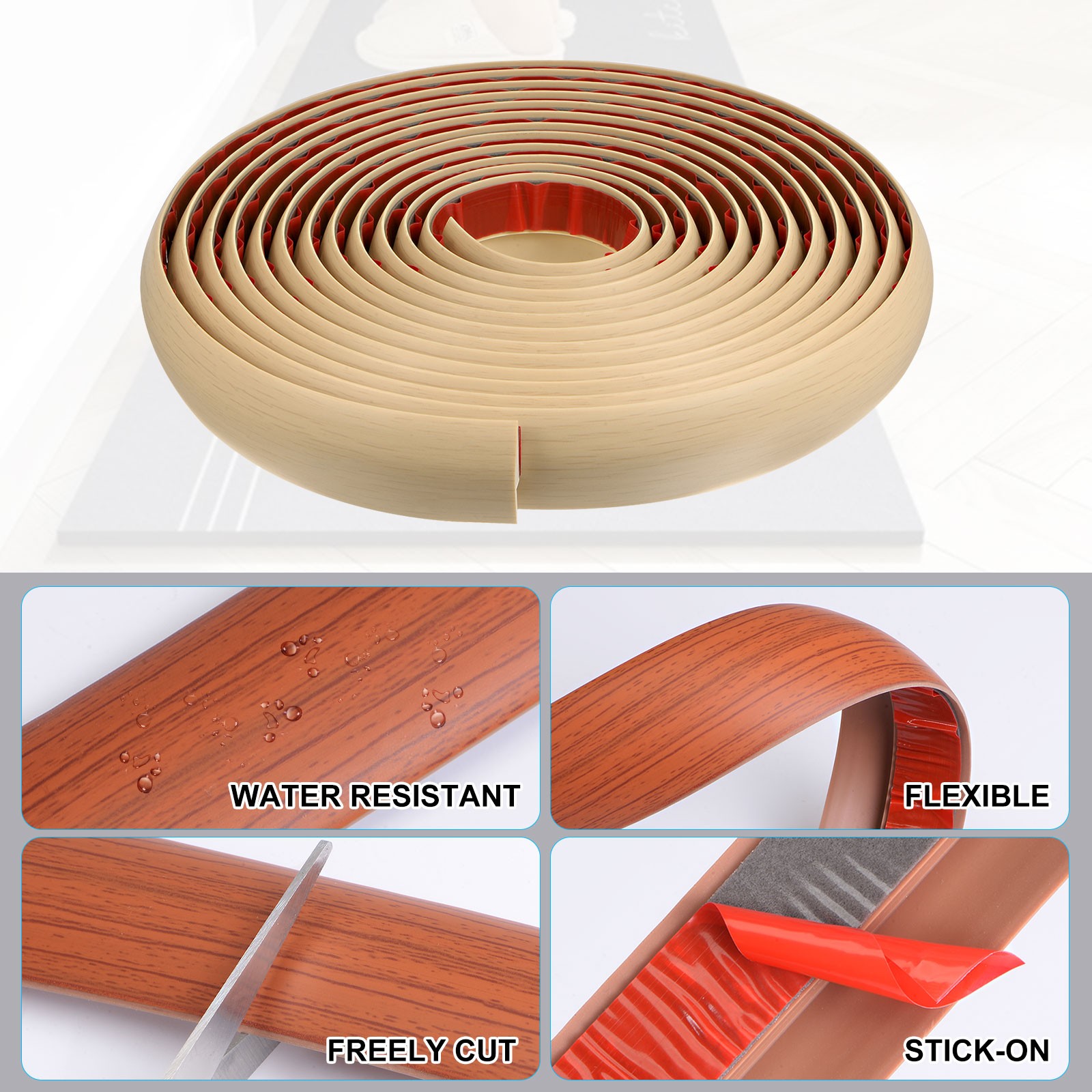 19.67ft PVC Floor Transition Strip Carpet to Tile Strip Beige