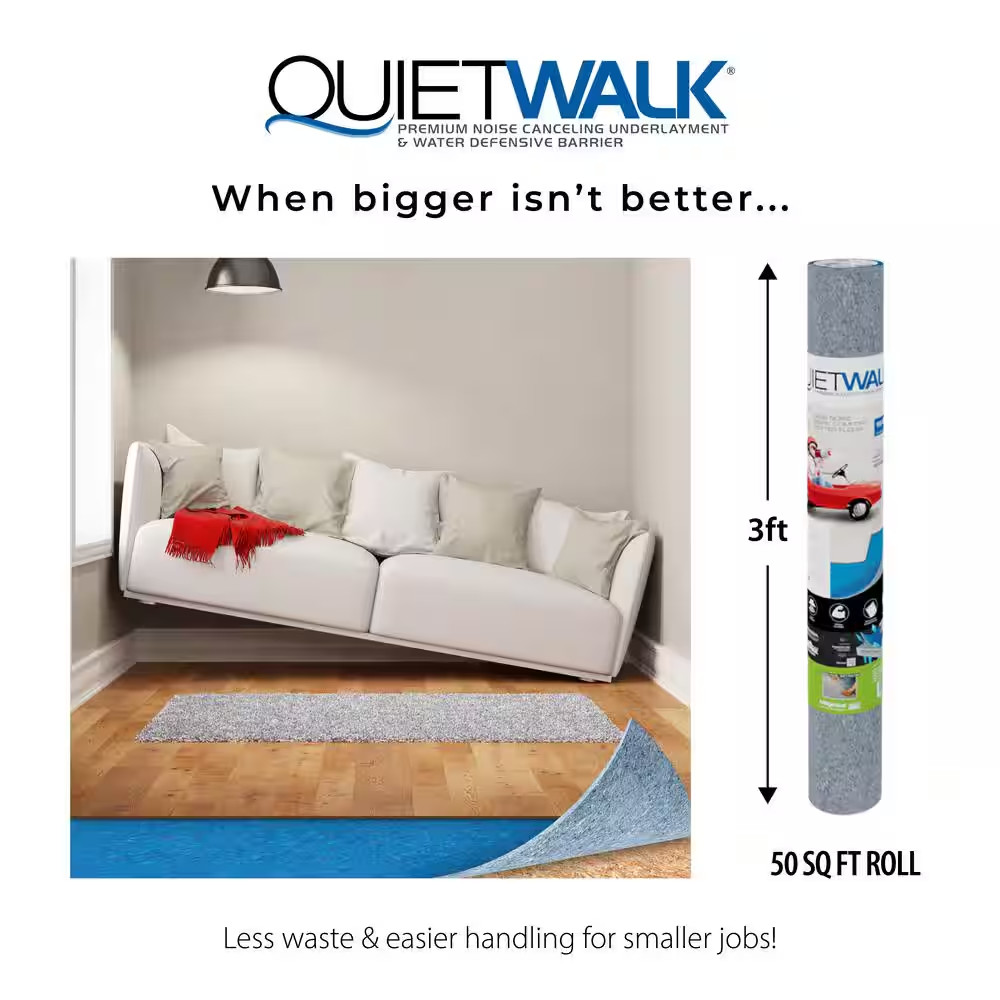 50 Sq. Ft. 3 Ft. W X 16.7 Ft. L X 3 Mm T Underlayment with Sound and Moisture Ba