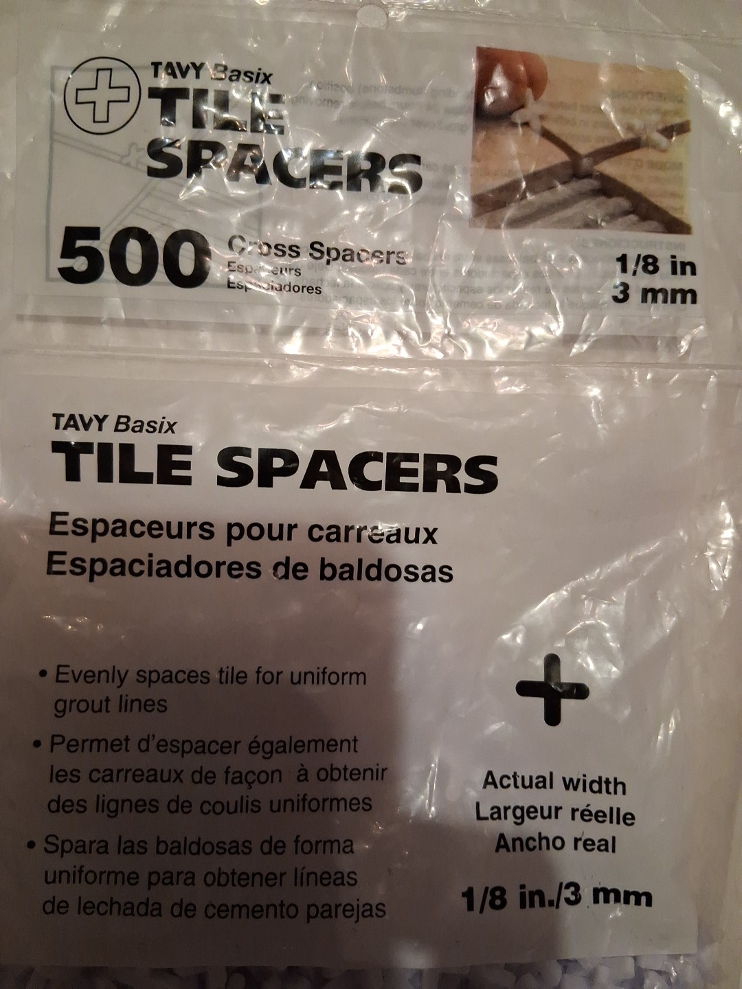 TAVY BASIX Tile Cross #5454 Spacers 1/8″ 3mm – 500 count NEW & SEALED!