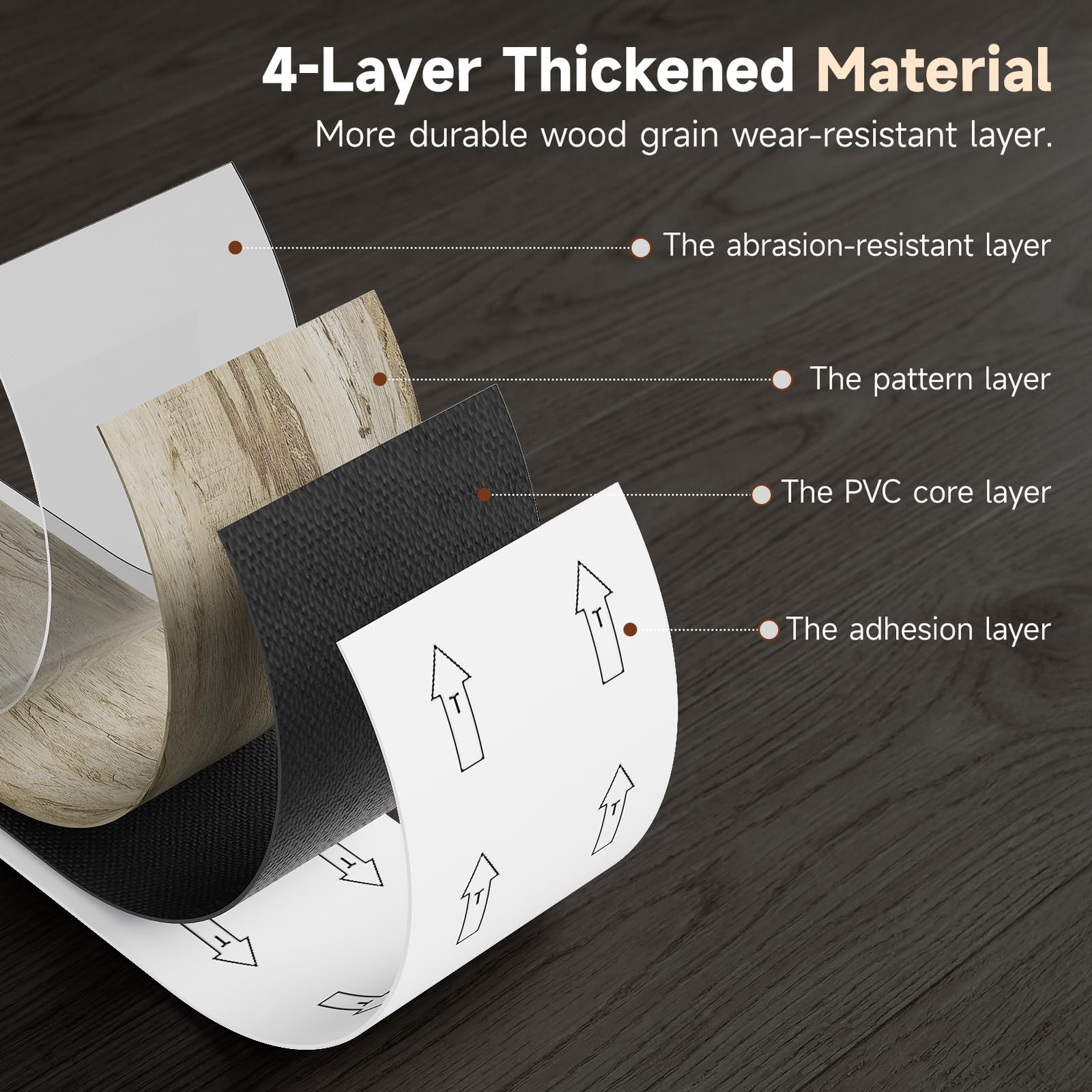 Peel and Stick Vinyl Flooring, 36-Pack 54 Sq.Ft Wood Grain Waterproof Rigid C…