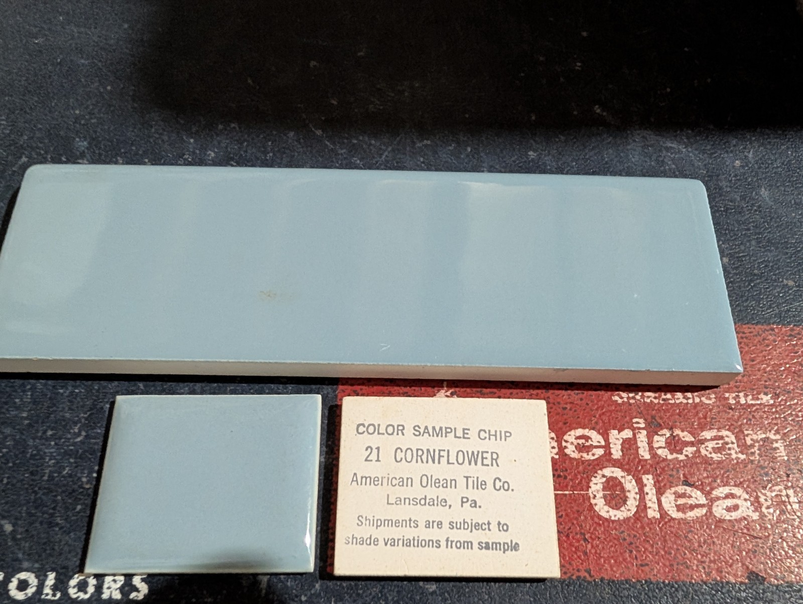 2 pcs American Olean Ceramic Wall Tile 2×6″ Bullnose Cornflower Bue NEW Color 21