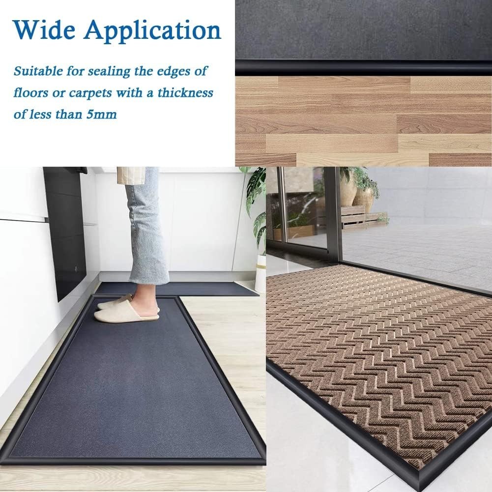Durable PVC Floor Transition Strip – Easy Peel & Stick Installation, 20ft Black