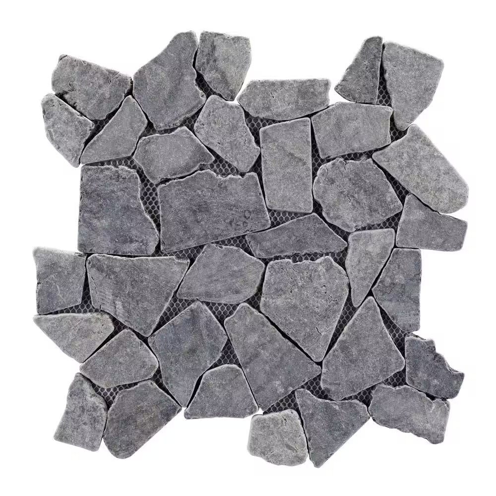 Full Eclectic 18 In. X 18 In. Stone Grey Marble Tumbled Wall and Floor Tile (10.