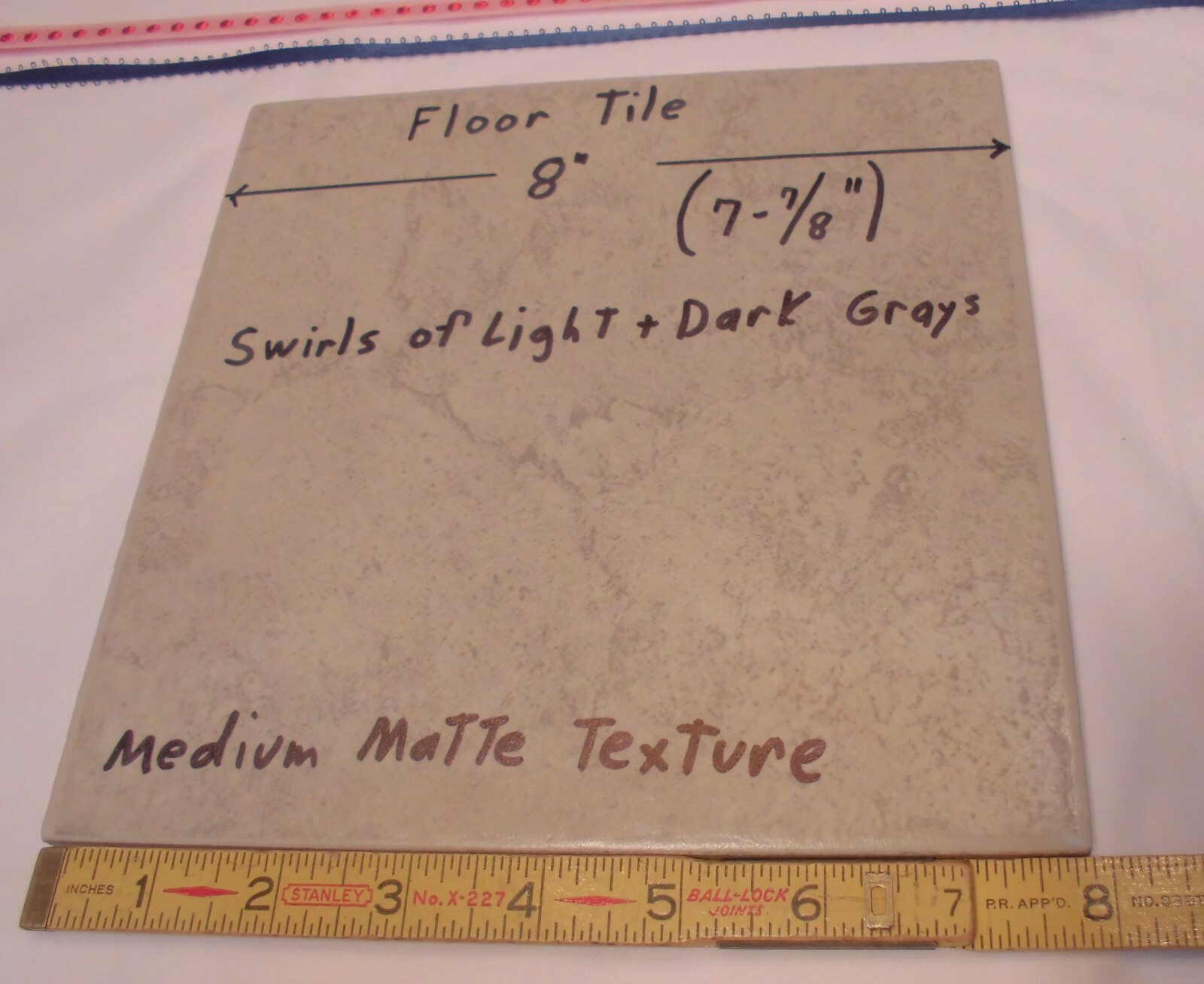 1 pc. Porcelain/Ceramic 8″ Floor Tile; Light & Dark Grays; Medium Textured NEW