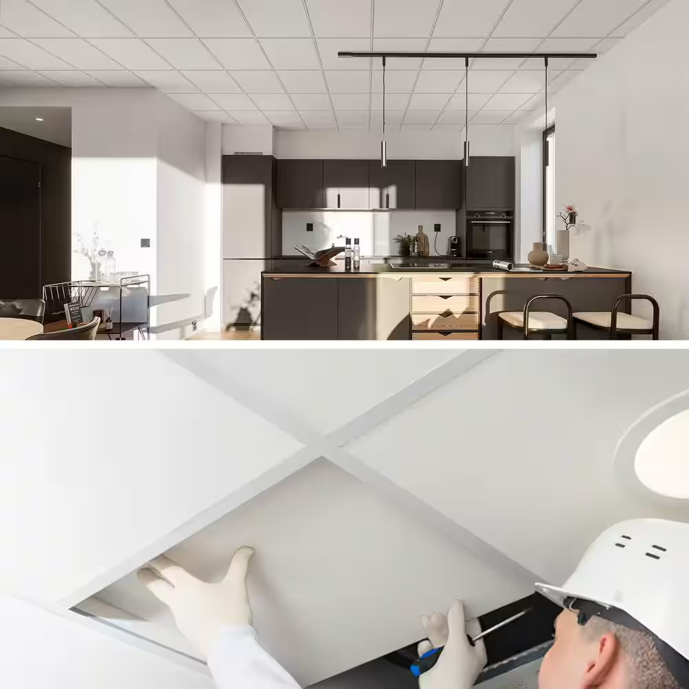 White 2 Ft. X 2 Ft. Decorative Smooth Ceiling Tile 48 (Sq. Ft. / Case) 12-Tiles