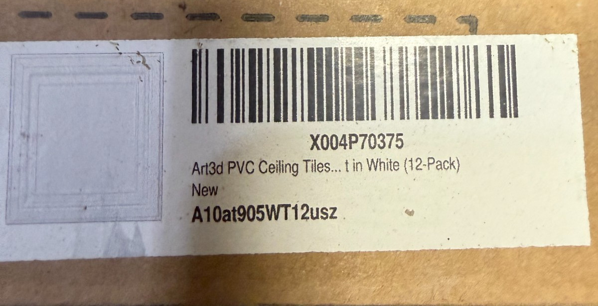 PVC Ceiling Tiles, 2’x2′ Plastic Sheet in White 12-Pack Glue Down