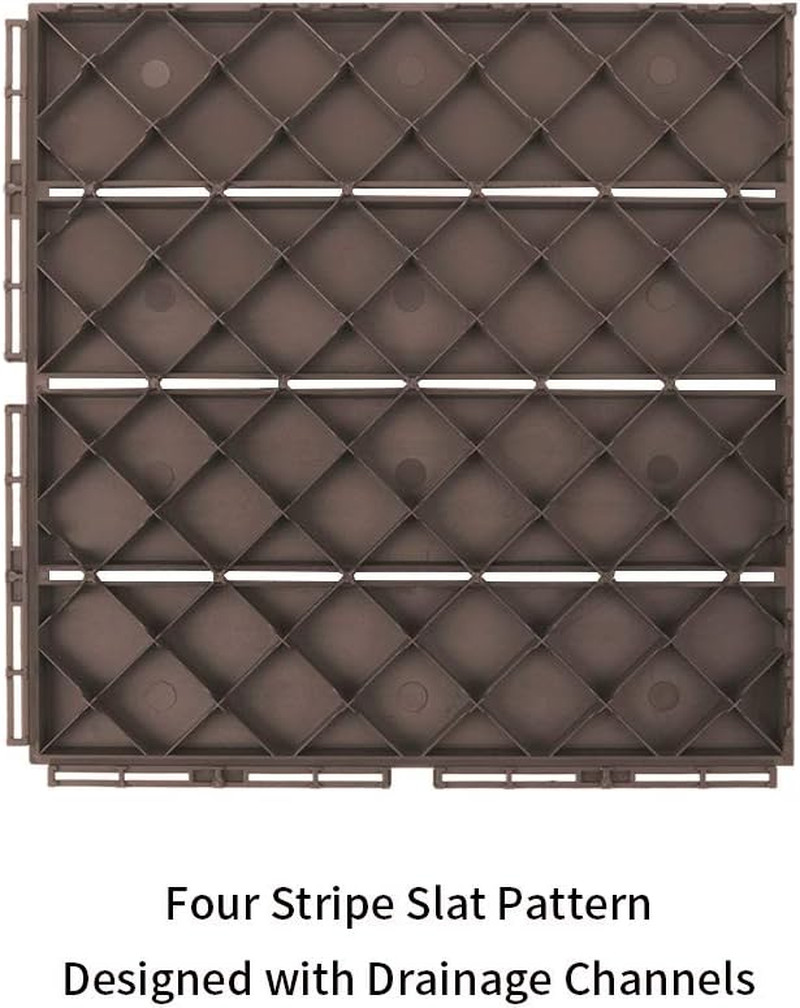 Dark Brown Interlocking Patio Deck Tiles – 12×12 Inch, 27 Pack