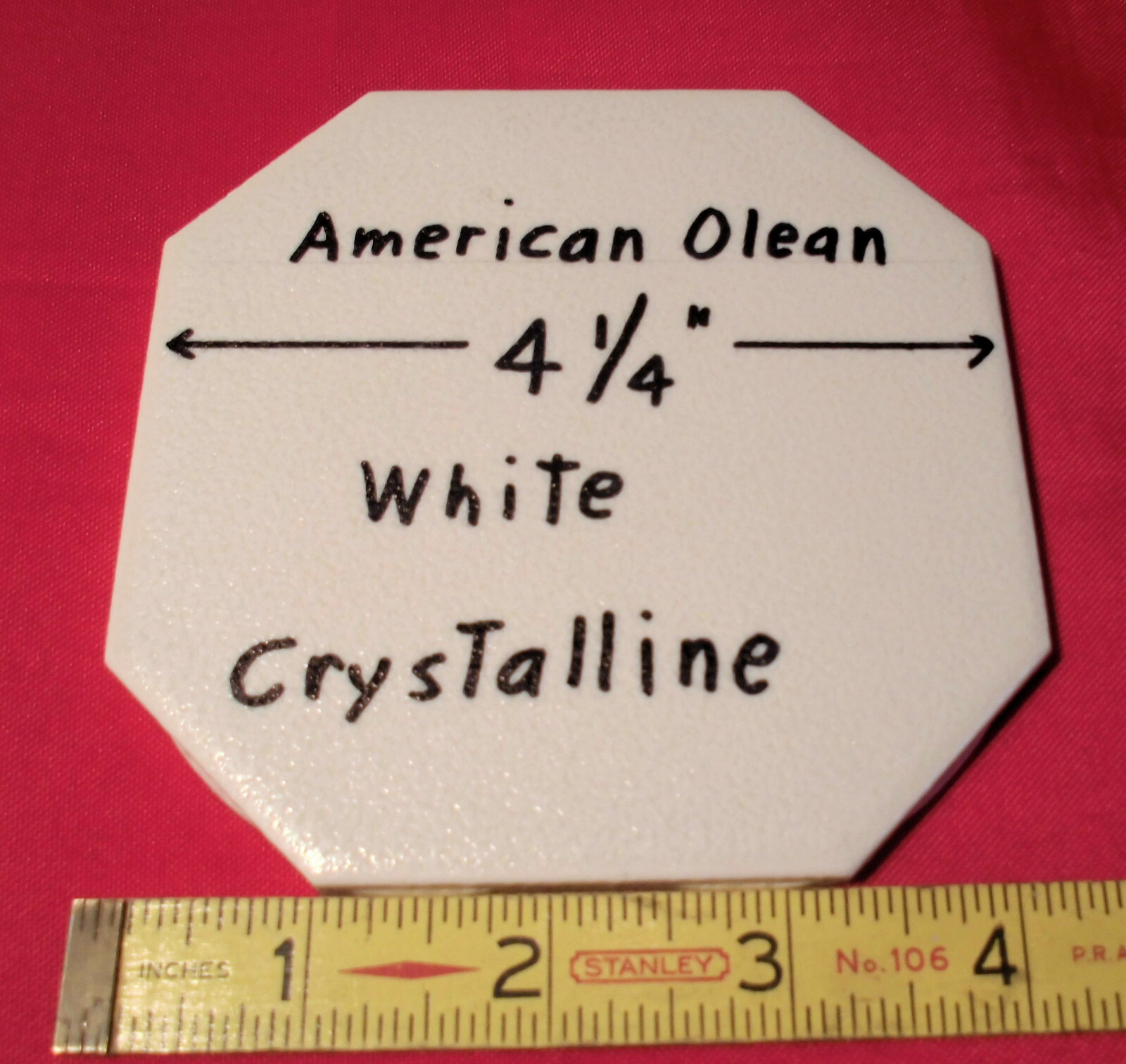 1 pc. Octagon Ceramic Tile 4-1/4″: White Crystalline by American Olean Co. NEW