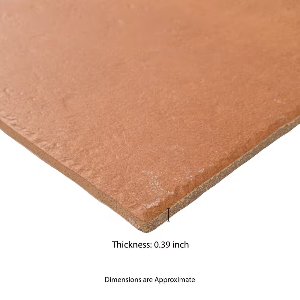 Tuscan Ember 10 In. X 10 In. Terracotta Look Matte Porcelain Brick Look Floor an