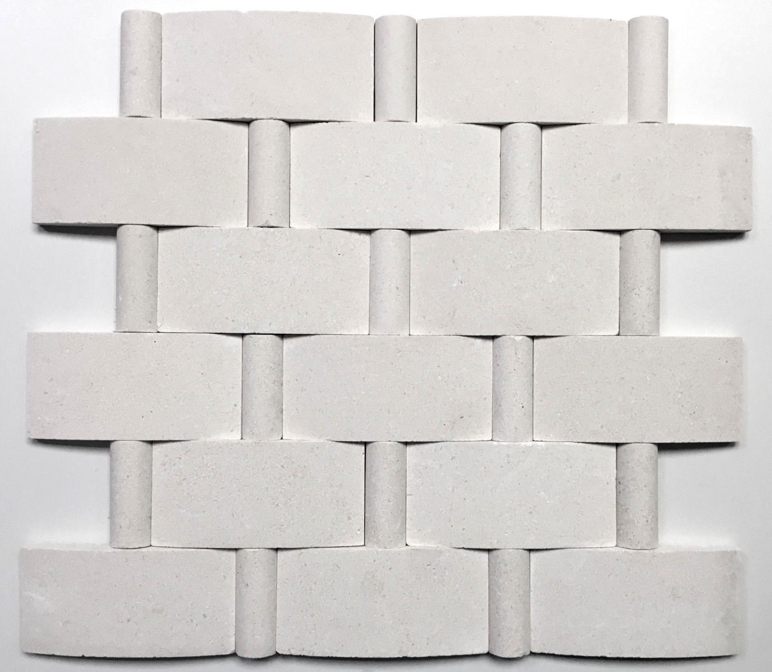 Champagne Limestone Fences 2×4 Wavy with insert Mosaic Wall Tile Backsplash