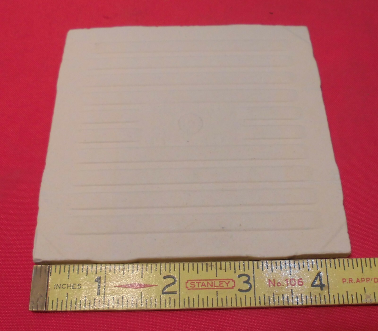1 pc. Vintage *White Crystal Glaze* Ceramic Tile 4-3/8″ by Mid-State Co. NOS