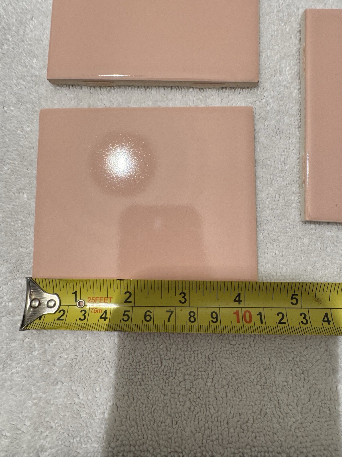 Lot 10 Tiles -vintage MCM Romany Tiles Glossy USA 4-1/4″ Pink tile New Old Stock