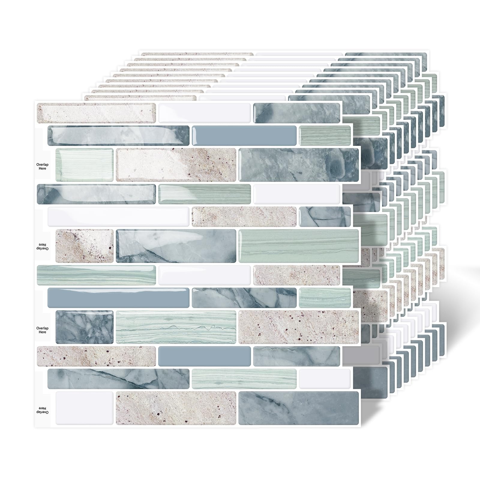 MOONFUN 10 Sheet Peel and Stick Backsplash Tiles, 12 X 12 Inch Sage Green Sel…