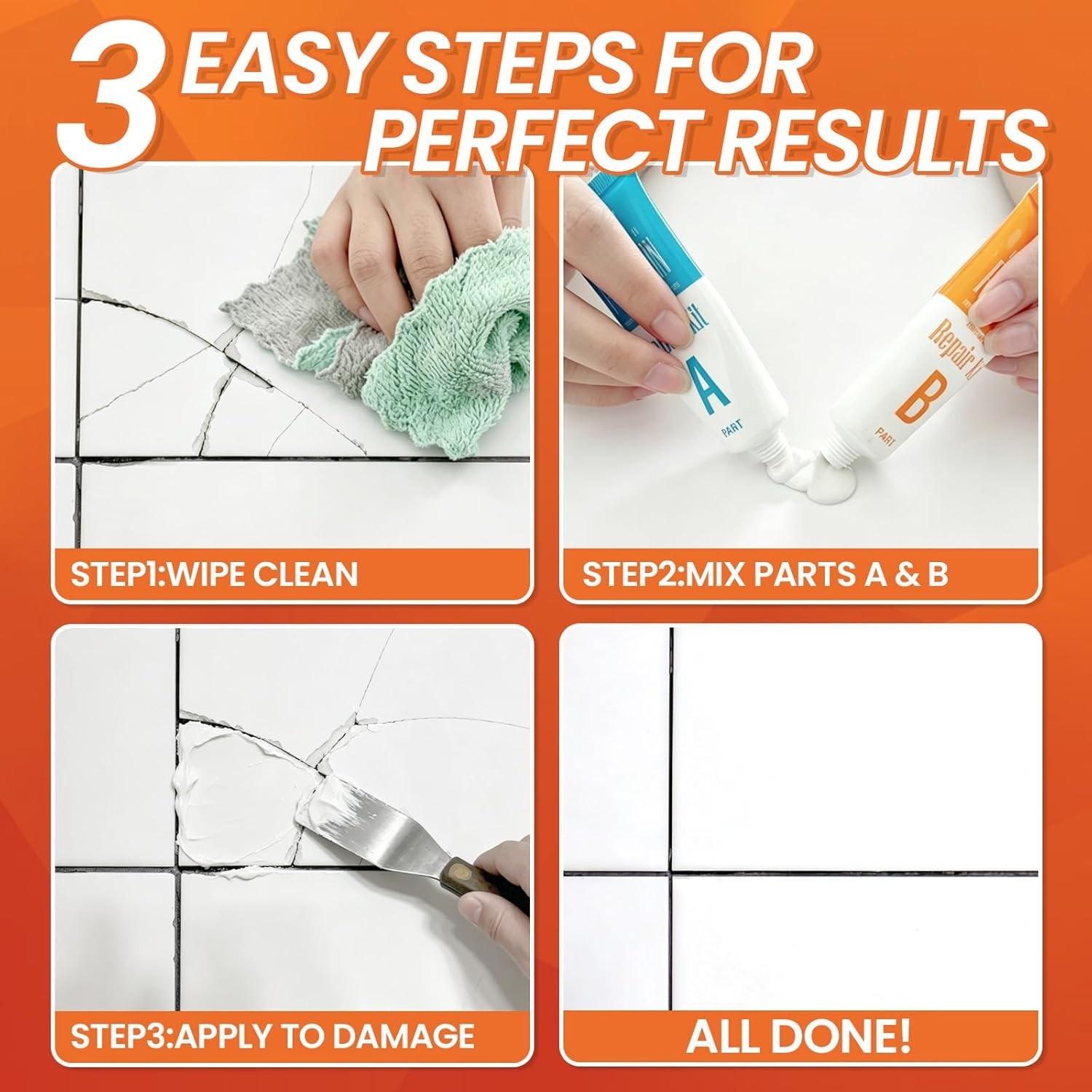 Tile Repair Kit, Ceramic Tile Repair Kit for Chips & Crack Color Match, Porce…