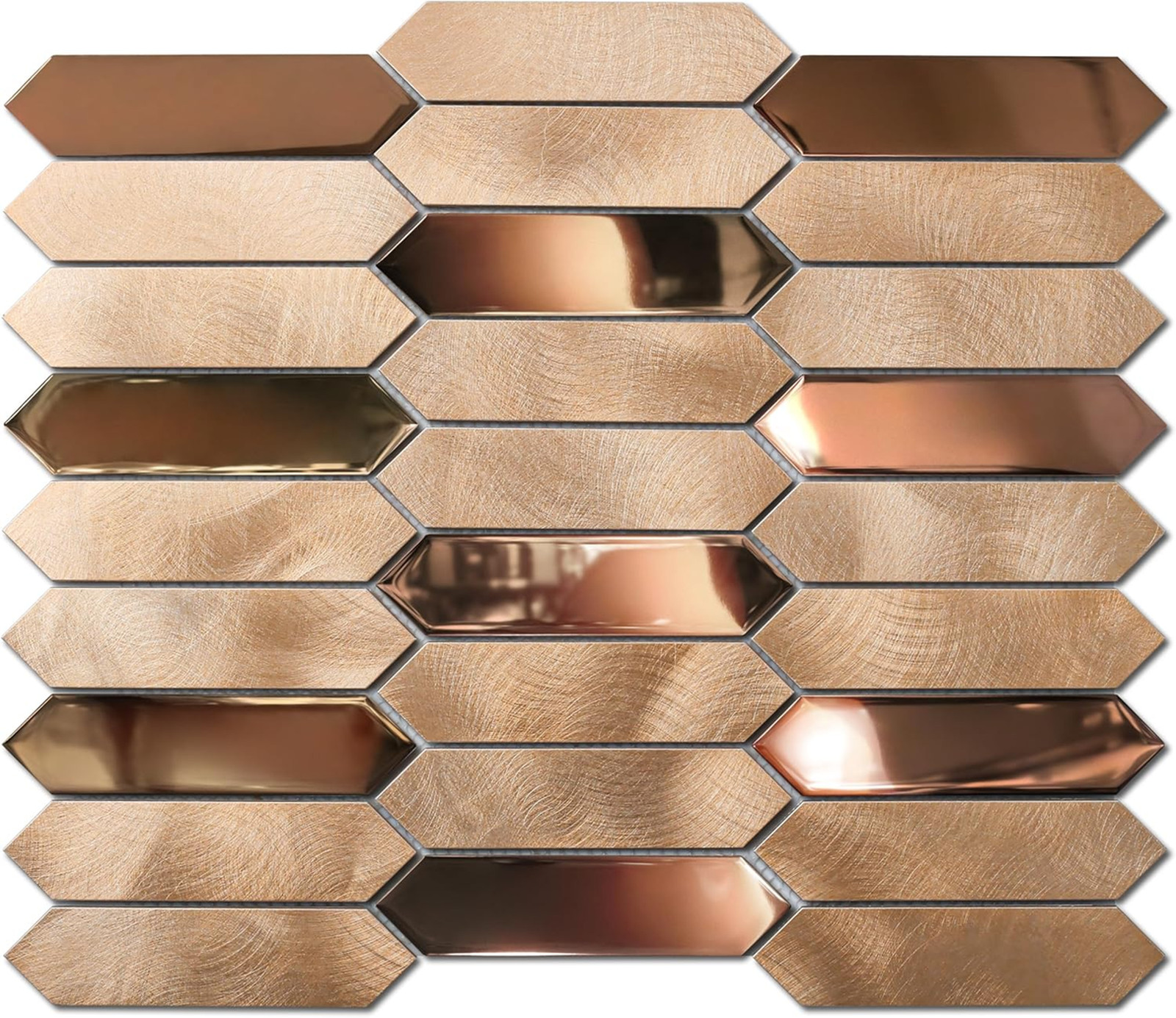 Champagne Gold Hexagon Mosaic Tiles, Metal Stainless Steel, 12×12 Inches, Pack