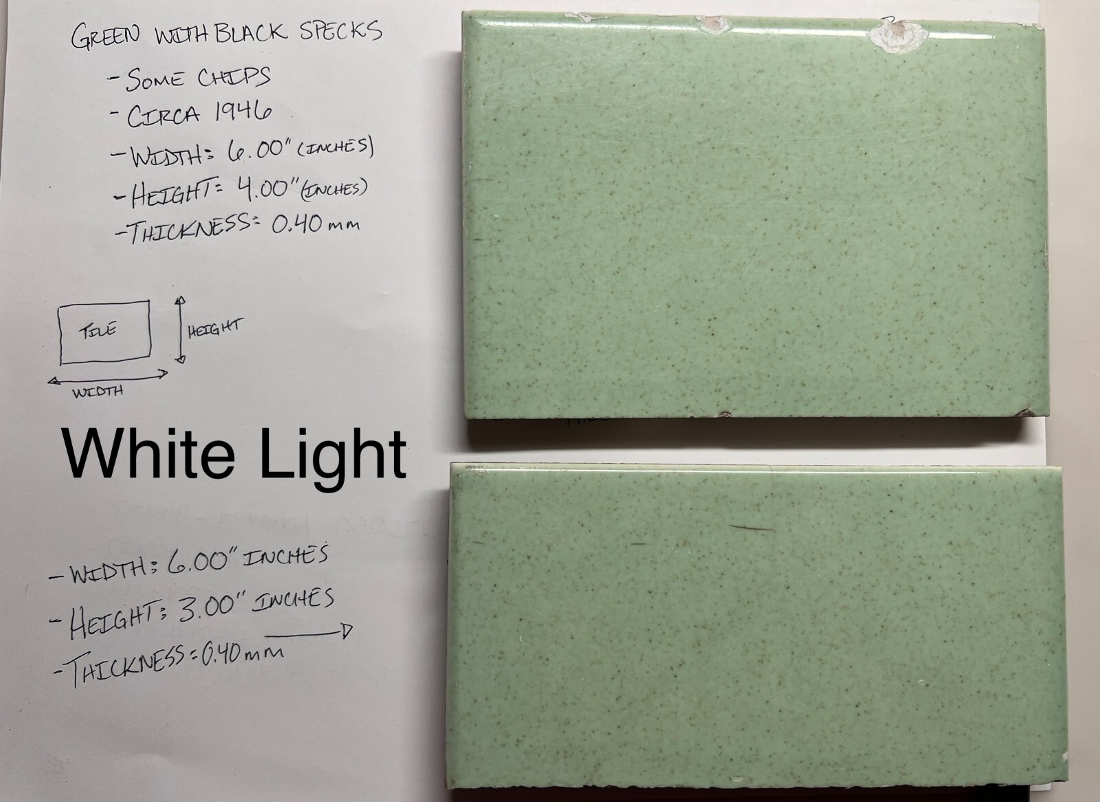 2 pc. Speckled Green: Ceramic Tile, Flat Wall Tile