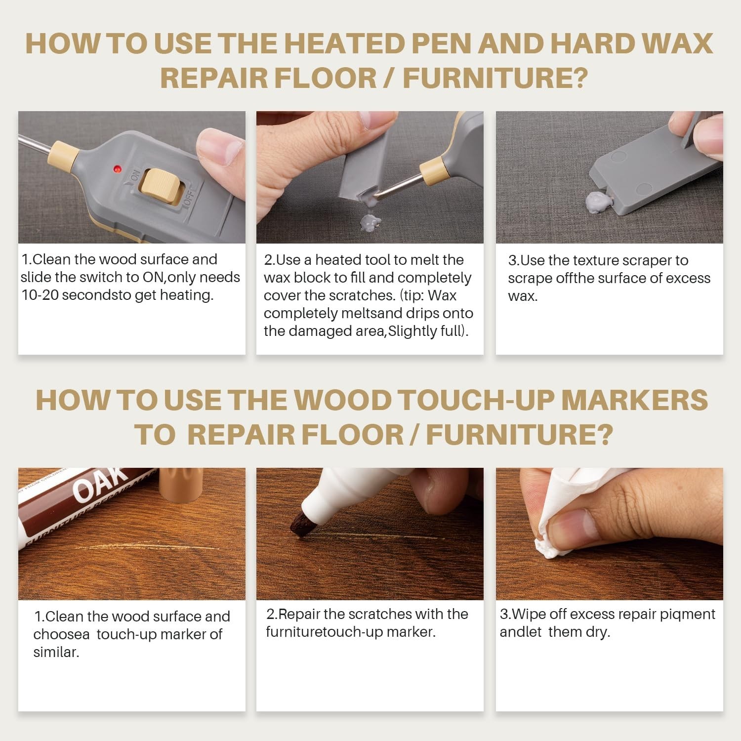 DIY Wood Furniture Repair Kit: 11 Wax Colors & 8 Markers for Instant Restoration