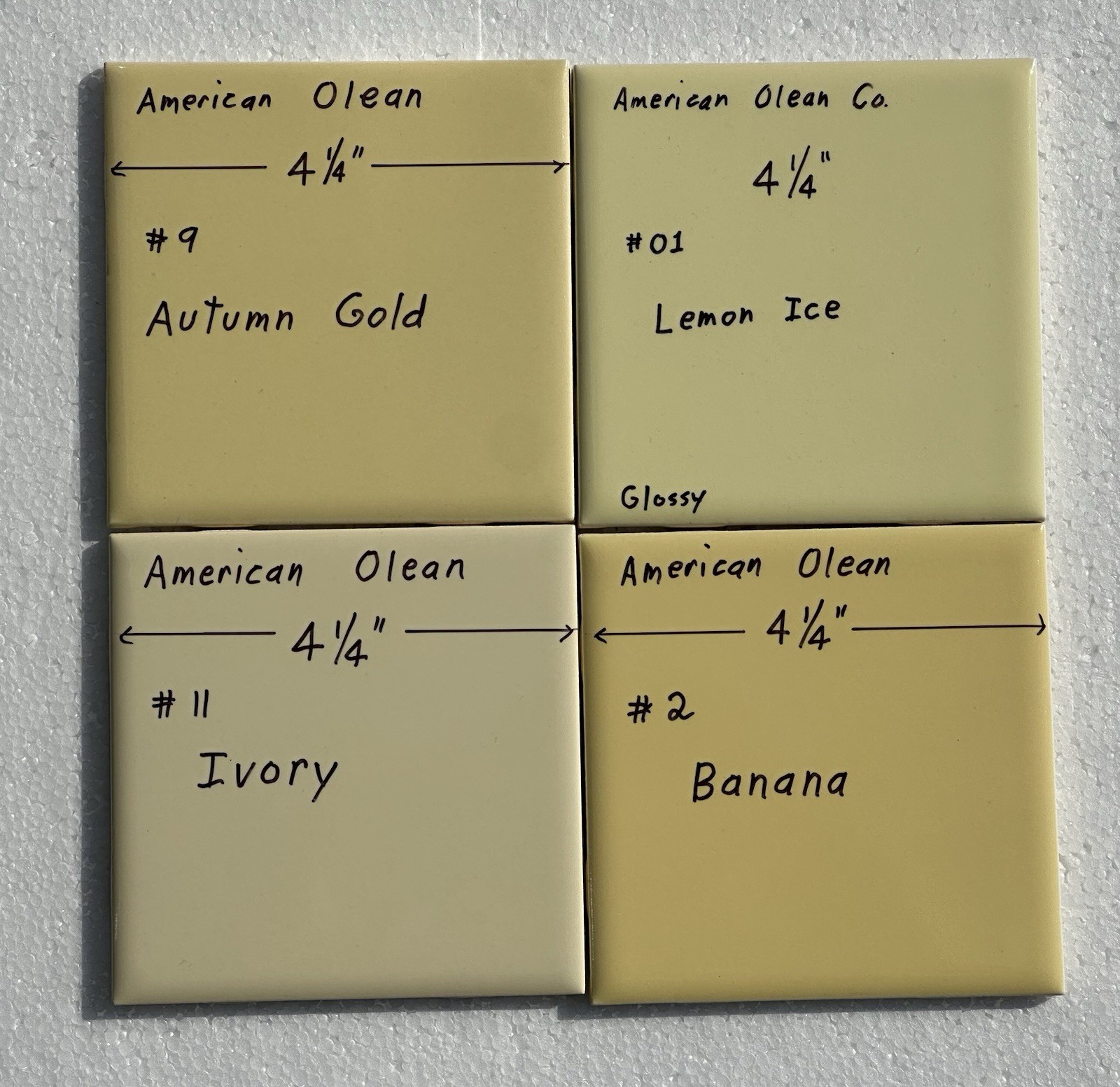 1 pc. Lemon Ice – Yellow: 4-1/4″ Glossy Ceramic Tile by American Olean #01, rare