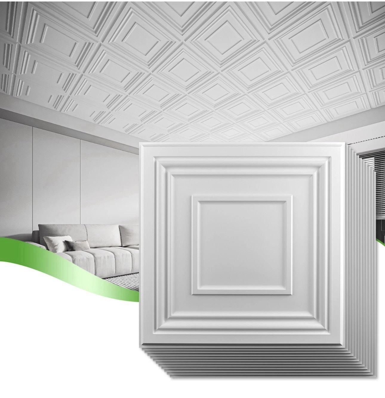 Art3d 12-Pack 24×24 Drop Ceiling Tiles 48 Sq.ft PVC Wall Panels for Home Decor