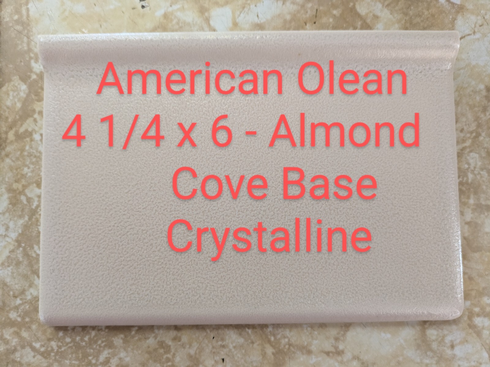 1 pc. Almond Base Cove Bullnose Ceramic Tile: 4-1/4″ X 6″ New Crystalline Olean