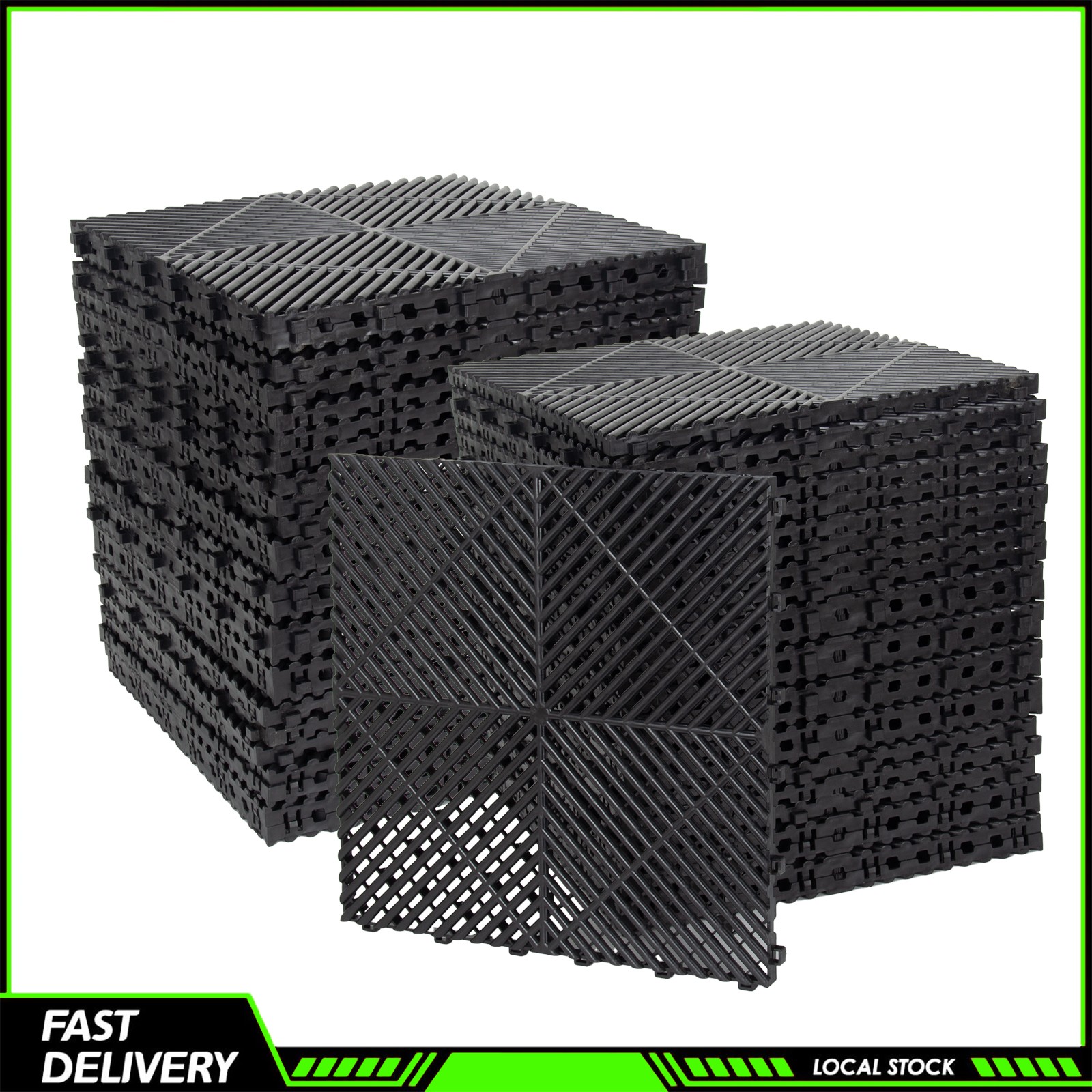 50PCS Garage Floor Tiles Interlocking 15.75×15.75 in Garage Flooring Tiles Black