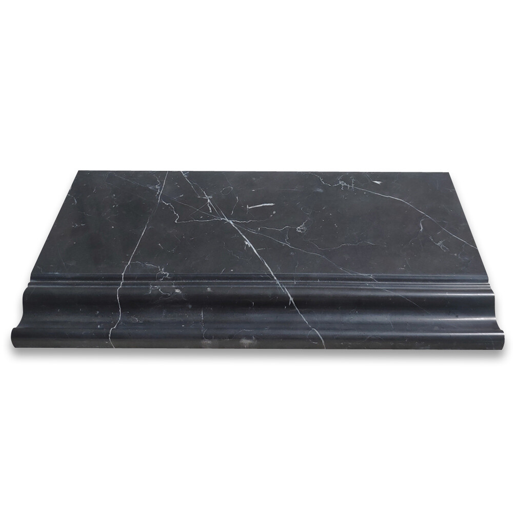 N06P Nero Marquina Black Marble Skirting Baseboard Trim Molding Polished