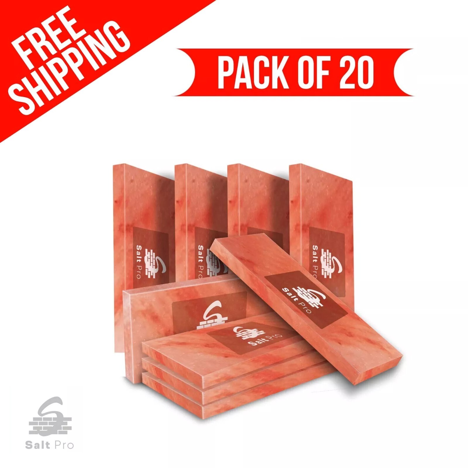20 Premium Himalayan Salt Tiles 8x4x1 Authentic Spa & Salt Wall Decor Low Price