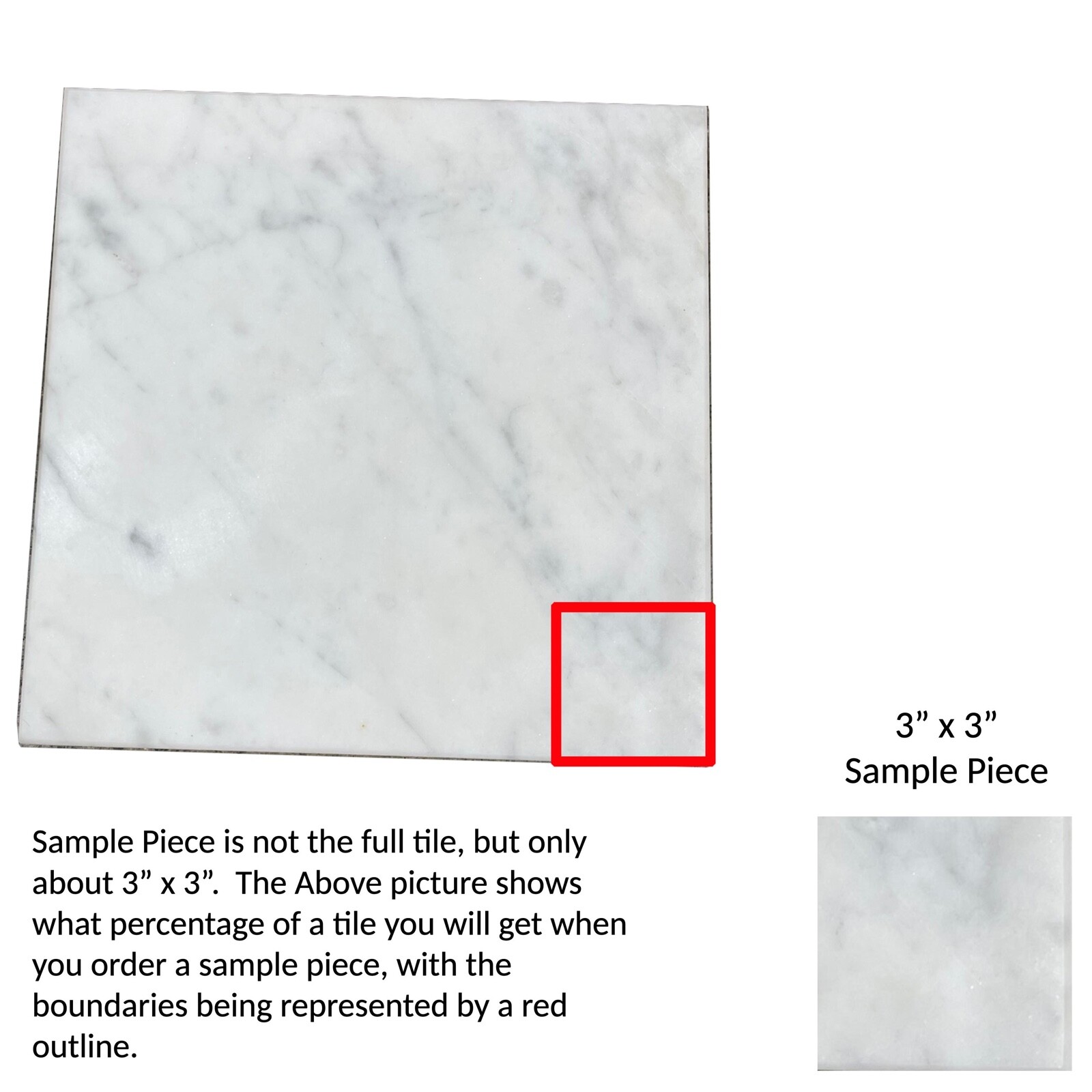 Tile Carrara White Marble 2cm Remodel Floor About 3×3 SAMPLE PIECE TS-79
