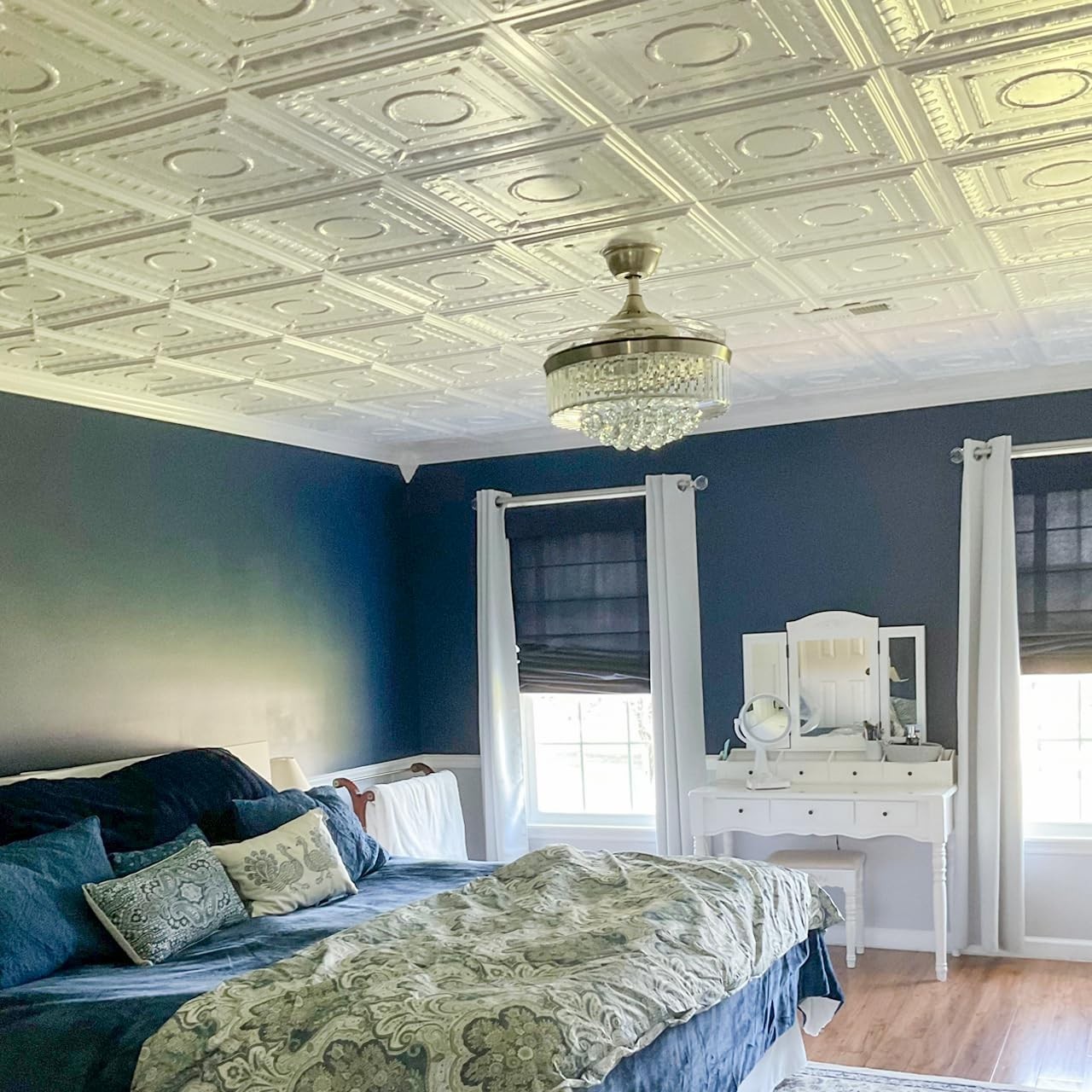 A La Maison Romanesque Wreath Foam Glue-Up Ceiling Tiles 19.6″ 96 Pack White