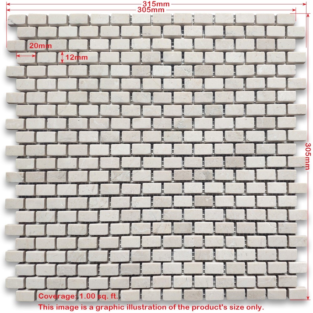 C60XP Carrara Marble Mini Brick Subway Mosaic Tile Polished Venato Carrera