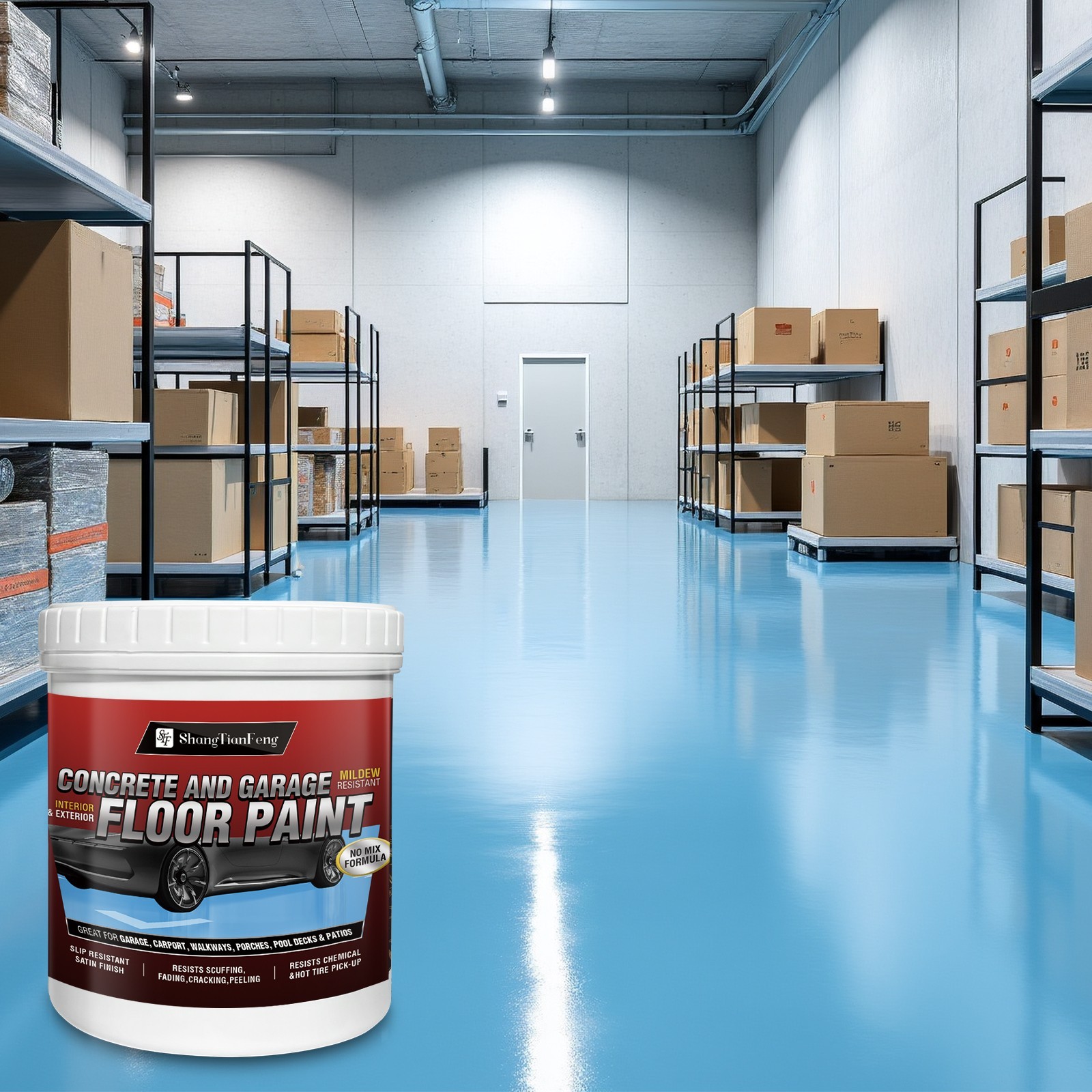 Epoxy Floor Paint Kit – Acrylic Concrete Coating for Garage Living Room 1 Gallon