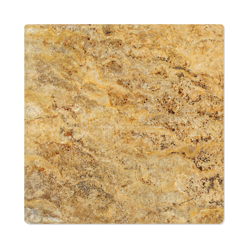 Scabos Travertine 12″ X 12″ Field Tile, Tumbled
