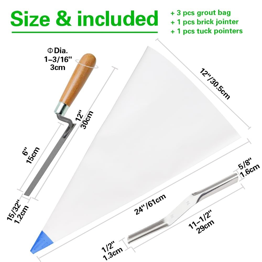 3 Pack Waterproof Grout Bags 12″ x 24″ for Masonry and Tile Projects